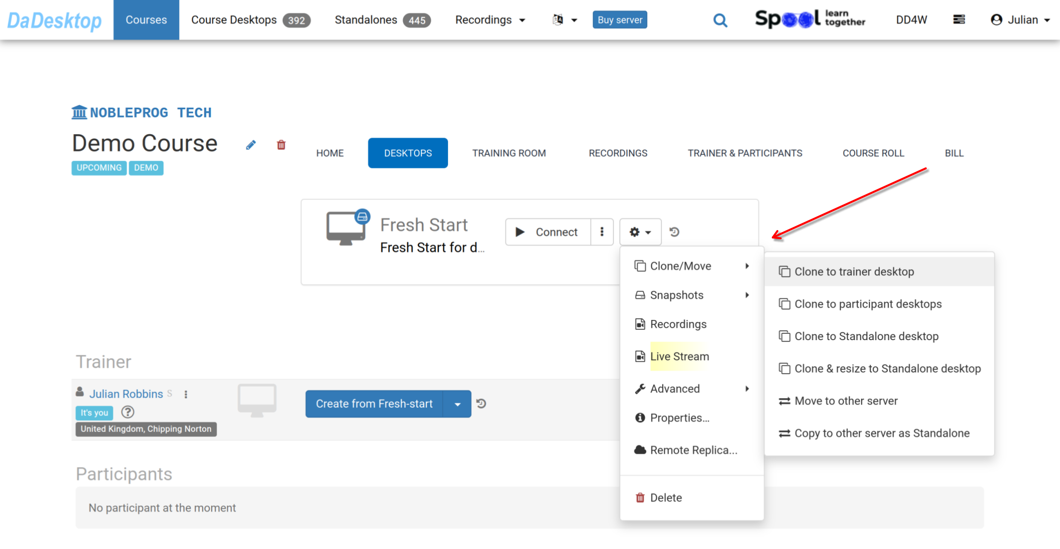 Opciones de crear FS desde Standalone