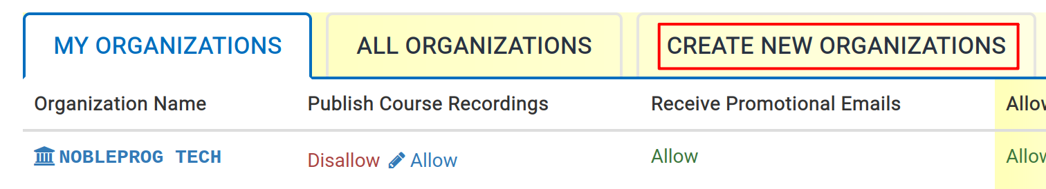 Crear organización