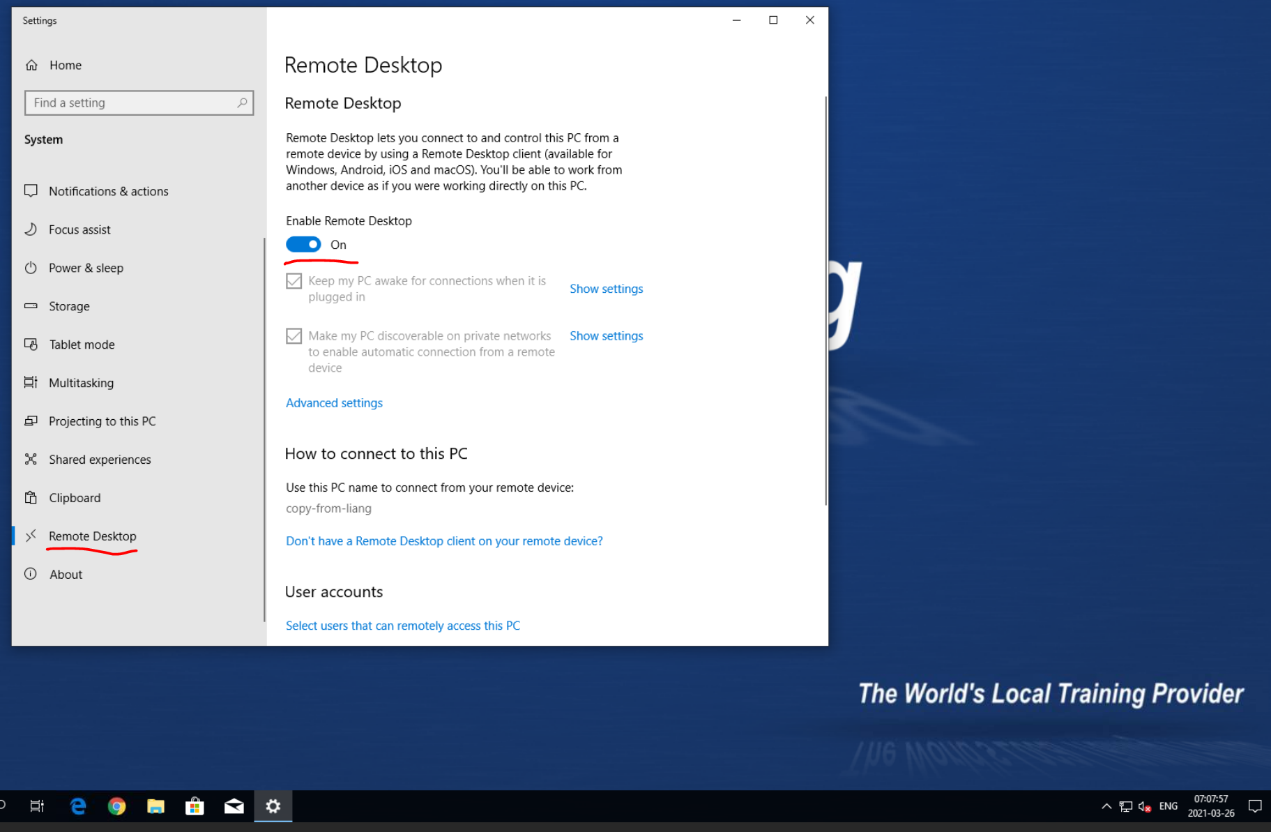 Enviar y configurar una contraseña dentro de su máquina Windows DD
