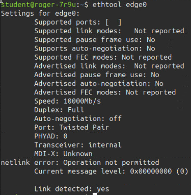 Propiedades adicionales de ethtool
